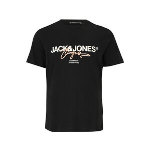 Jack & Jones Plus Tričko 'ARUBA'  antracitová / oranžová / biela