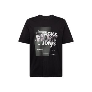 JACK & JONES Tričko 'PRJCT'  čierna / biela