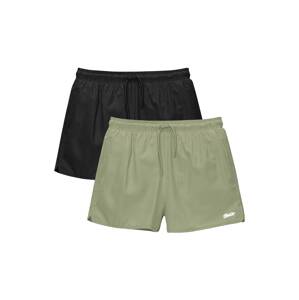 Pull&Bear Plavecké šortky  pastelovo zelená / čierna / strieborná / biela