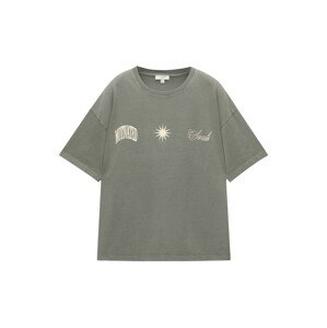 Pull&Bear Tričko  svetlobéžová / sivá