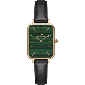 Daniel Wellington Analógové hodinky 'Quadro Pressed Sheffield RG Green'  ružové zlato / zelená / čierna