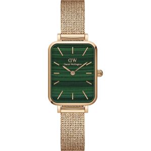 Daniel Wellington Analógové hodinky 'Quadro Pressed Melrose RG Green'  ružové zlato / jedľová / trávovo zelená