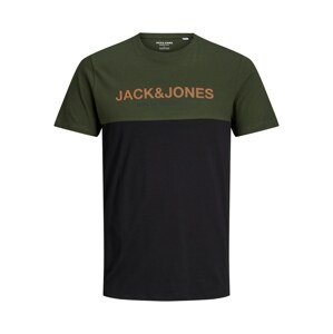 Jack & Jones Plus Tričko 'Urban'  tmavozelená / tmavooranžová / čierna
