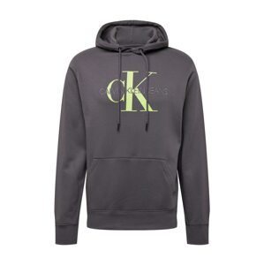 Calvin Klein Jeans Mikina 'Monogram'  tmavosivá / neónovo zelená