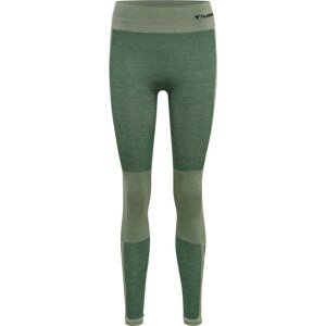 Hummel Športové nohavice  zelená / tmavozelená / čierna