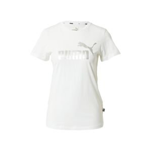 PUMA Funkčné tričko 'Essentials+'  strieborná / biela
