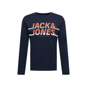 JACK & JONES Tričko 'Charles'  námornícka modrá / oranžová / biela