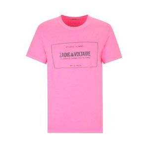 Zadig & Voltaire Tričko 'TED BLASON'  sivá / ružová / tmavočervená