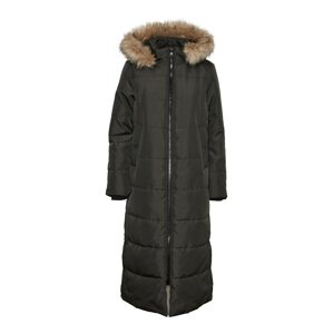VERO MODA Zimný kabát 'Addison'  hnedá melírovaná / tmavozelená