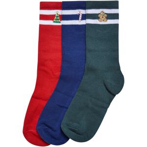 Urban Classics Ponožky 'Christmas Sporty'  tmavomodrá / tmavozelená / ohnivo červená / biela