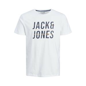 JACK & JONES Tričko 'Xilo'  námornícka modrá / oranžová / biela