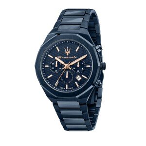 Maserati Analógové hodinky 'Stile'  námornícka modrá / ružové zlato / biela