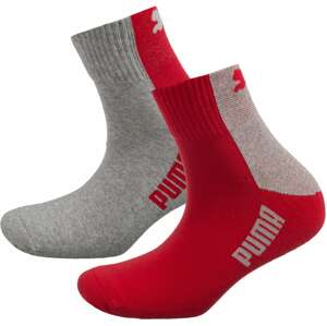 PUMA Športové ponožky  sivá / ohnivo červená