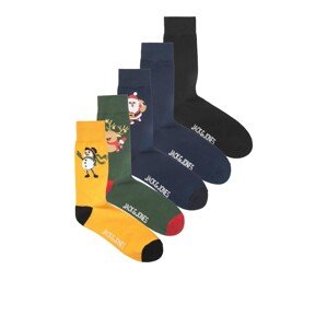JACK & JONES Ponožky 'SULLY'  námornícka modrá / horčicová / tmavozelená / čierna