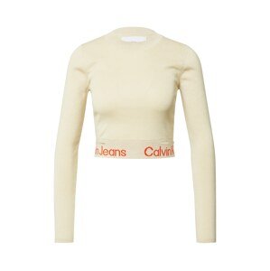 Calvin Klein Jeans Sveter 'Intarsia'  svetlobéžová / oranžová