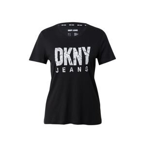 DKNY Tričko 'NEWPAPER'  čierna / biela
