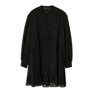 MANGO Košeľové šaty 'Saruman'  čierna / strieborná