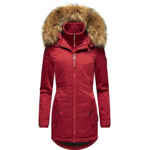 MARIKOO Zimný kabát 'Sanakoo'  béžová melírovaná / krvavo červená