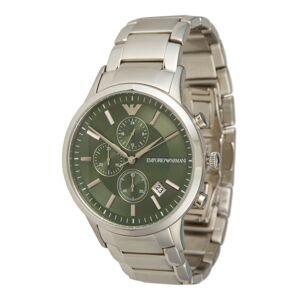 Emporio Armani Analógové hodinky  zelená / strieborná / biela