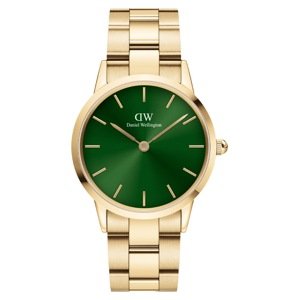 Daniel Wellington Analógové hodinky 'Iconic Link Emerald G Green'  zlatá / trávovo zelená