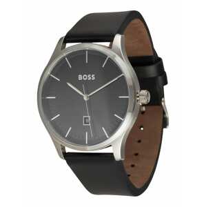 BOSS Black Analógové hodinky '43MM/3H/5ATM/SS CASE/BLACK DIAL/BLACK LE'  čierna / strieborná