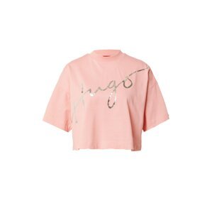 HUGO Tričko  rosé / strieborná