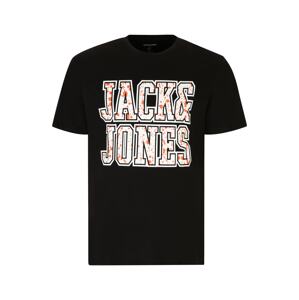 Jack & Jones Plus Tričko 'NEON'  homárová / čierna / biela