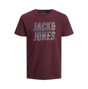 Jack & Jones Plus Tričko 'XILO'  antracitová / oranžová / vínovo červená / biela