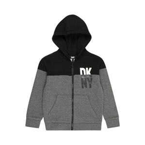 DKNY Tepláková bunda  sivá melírovaná / čierna / biela