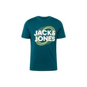 JACK & JONES Tričko 'LUCA'  žltá / petrolejová / biela