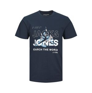 JACK & JONES Tričko 'Hunt'  modrá / námornícka modrá / sivá / biela