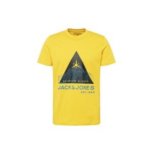 JACK & JONES Tričko 'MAPPING'  modrá / žltá / čierna
