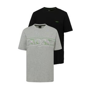 BOSS Green Tričko  sivá melírovaná / zelená / čierna / šedobiela