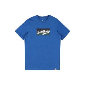 Jack & Jones Junior Tričko 'BECKSS'  kráľovská modrá / tmavozelená / čierna / šedobiela