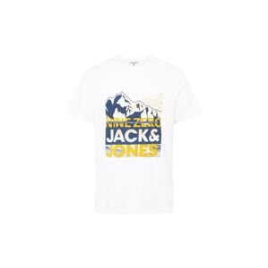 JACK & JONES Tričko 'BOOSTER'  námornícka modrá / svetložltá / biela