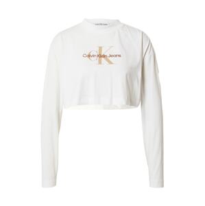 Calvin Klein Jeans Tričko  béžová / hrdzavohnedá / biela