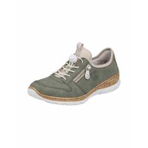 Rieker Športové šnurovacie topánky  sivobéžová / zelená / biela