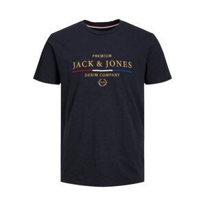 JACK & JONES Tričko  tmavomodrá / zlatá / tmavočervená / biela