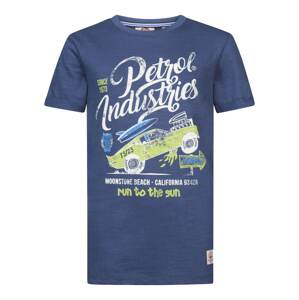 Petrol Industries Tričko  námornícka modrá / svetlozelená / šedobiela