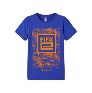 NAME IT Tričko 'Fadil Fifae'  kráľovská modrá / oranžová