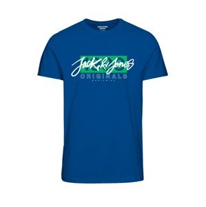 JACK & JONES Tričko 'RACES'  indigo / kiwi / biela
