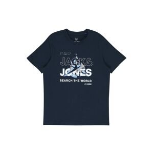 Jack & Jones Junior Tričko  námornícka modrá / svetlomodrá / sivobéžová / biela