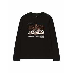 Jack & Jones Junior Tričko 'HUNT'  sivobéžová / tmavooranžová / čierna / biela