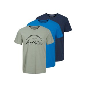 JACK & JONES Tričko 'Shirt ACE'  modrá / námornícka modrá / olivová