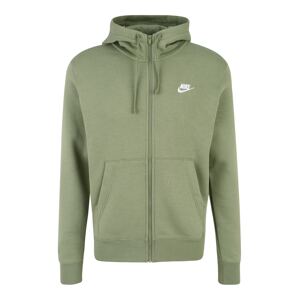 Nike Sportswear Tepláková bunda 'Club Fleece'  zelená / biela