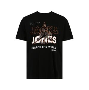 Jack & Jones Plus Tričko  sivá / oranžová / čierna / biela