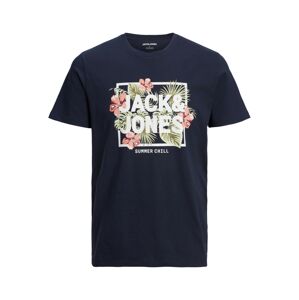 JACK & JONES Tričko 'Becs'  námornícka modrá / zelená / staroružová / biela