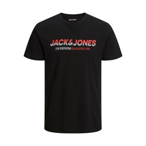 JACK & JONES Tričko 'Work'  svetločervená / čierna / biela