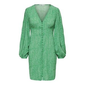 ONLY Košeľové šaty 'Leonora'  trávovo zelená / šedobiela
