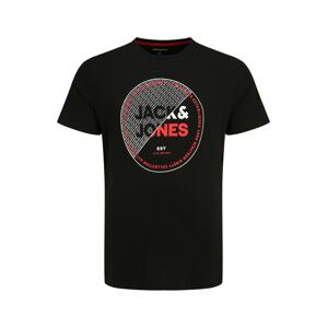 Jack & Jones Plus Tričko 'RALF'  červená / čierna / šedobiela